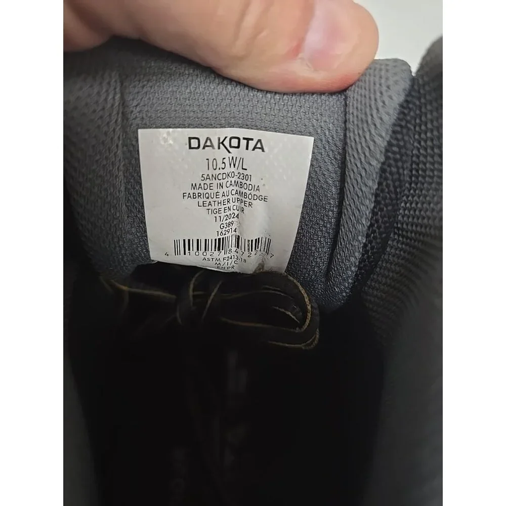 Dakota Men's 6" 2301 Aluminum Toe Comp. Plate WP Work Boots Black Size 10.5W/L - Picture 4 of 7